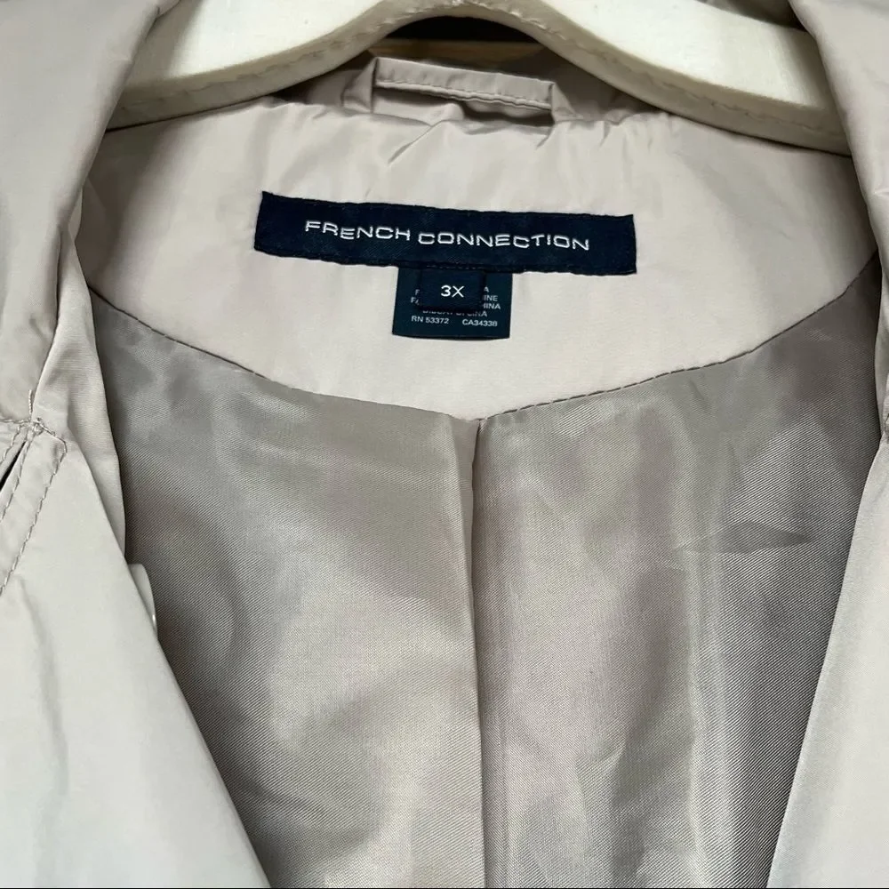 French Connection Drape Back Belted Trench Coat Palm Sand plus size 3X NWT